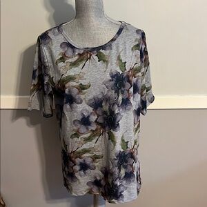 LuLaRoe Gray and Blue Short Sleeve Tee